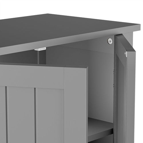 Segawe Bathroom Floor Storage Cabinet with Adjustable Shelf Double Door Organizer Grey