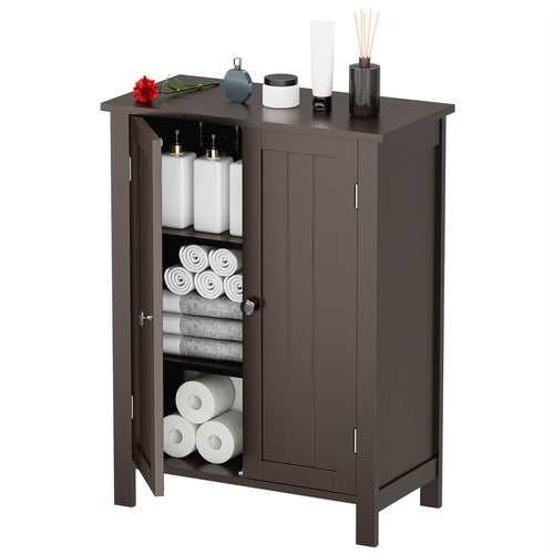 Segawe Wooden Storage Cabinet w/ 2 Doors Bathroom Floor Kitchen Cupboard Grey