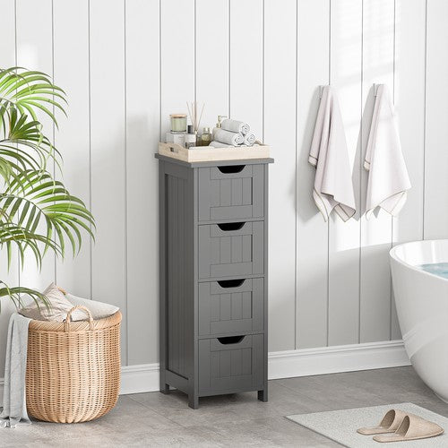 Segawe Bathroom Floor Cabinet with 4 Drawers Sturdy Storage Organizer Cabinet Gray