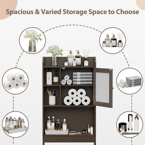 Segawe Wood Over The Toilet Bathroom Storage Cabinet Organizer w/Adjustable Shelf Brown