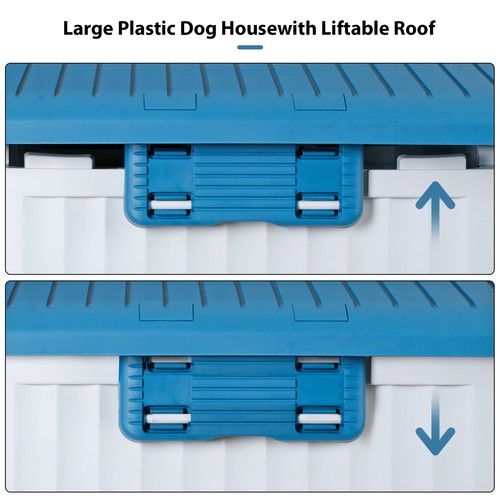 Segawe Large Plastic Dog House Indoor Outdoor Dog Kennel Waterproof Puppy Shelter Blue