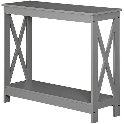 Segawe 2-Tier Narrow Console Table for Entryway Storage Shelf Modern Accent Sofa Grey
