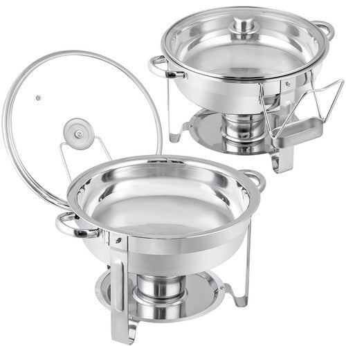 Segawe 2 PCS 5 Qt Stainless Steel Round Chafing Dishes Buffet Warmer Set with Lid