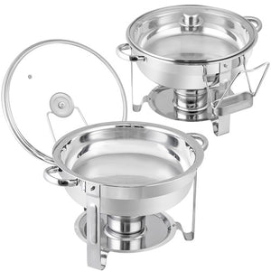 Segawe 2 PCS 5 Qt Stainless Steel Round Chafing Dishes Buffet Warmer Set with Lid