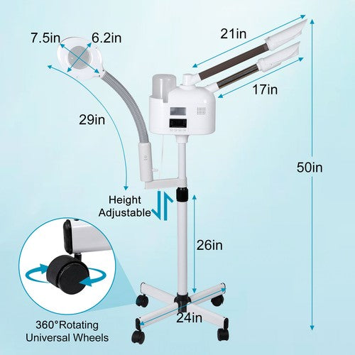 Segawe Professional 3 in 1 Facial Steamer w/5X Magnifying Lamp Hot Cool Mist Function