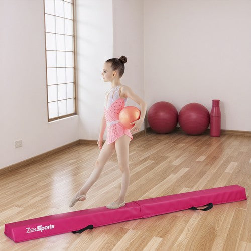 Segawe 6' Pink Balance Beam Extra Firm Vinyl Folding Gymnastics Beam W/ Handle For Home