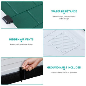 Segawe Indoor Outdoor Dog House Pet Shelter Green Waterproof Up to 100LB Dog w/Air Vent
