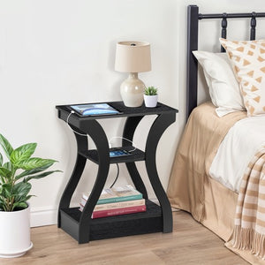 Segawe 2X Console Table Black Narrow Entryway Sofa Table for Living Room Office 3 Tier