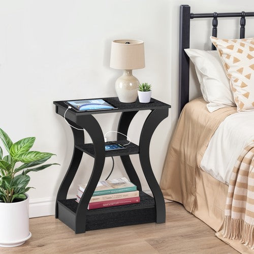 Segawe 2X Console Table Black Narrow Entryway Sofa Table for Living Room Office 3 Tier