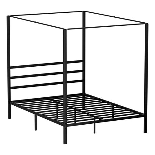 Segawe Metal Canopy Platform Bed Frame Queen Size Four-Poster w/Headboard Slat Support
