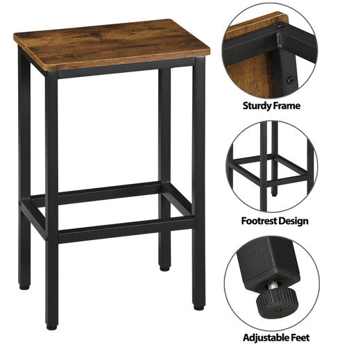 Segawe Set of 2 Bar Stools Bar Chairs Kitchen Breakfast With Footrest Industrial Indoor
