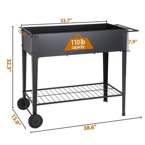 Segawe Raised Garden Bed Planter Box Outdoor on Wheels for Flower Herbs with Shelf