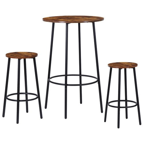 Segawe 3 Piece Pub Dining Set Bar Table & Stools for 2 Kitchen Counter Height Wood Top