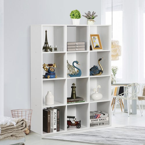 Segawe White 12 Cube Bookcase Storage Organizer Wooden Home Office Shelving Bookshelf