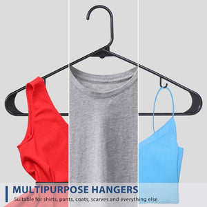 Segawe 100PCS Non-Slip Clothes Hangers Durable Plastic Hangers for Skirt Suit Black