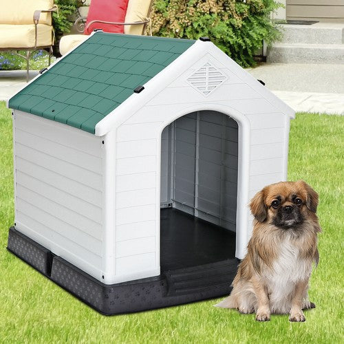 Segawe 28'' H Dog House Outdoor Durable Sturdy Dog House Puppy Shelter Kennel Green