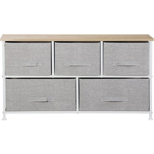 Segawe White 5 Drawer Fabric Dresser Storage Tower Closet Organizer Unit for Bedroom