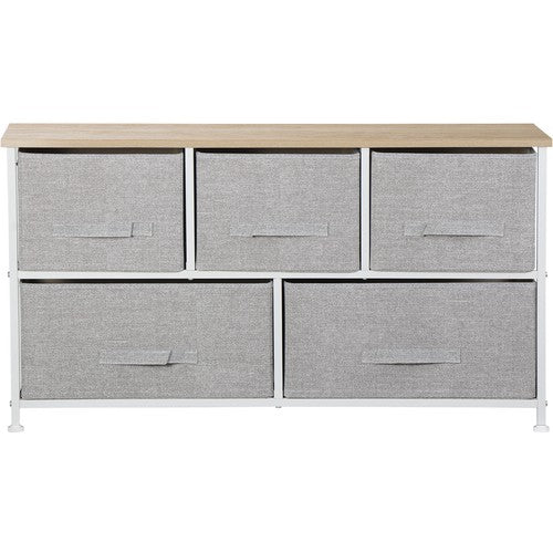 Segawe White 5 Drawer Fabric Dresser Storage Tower Closet Organizer Unit for Bedroom
