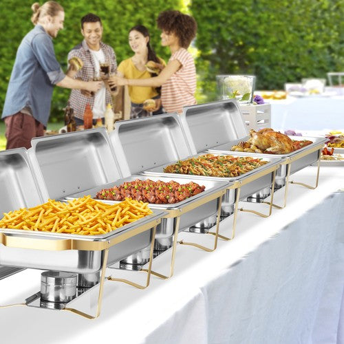 Segawe 4 Pack 8 Qt Chafing Dishes Gold&Silver Color Buffet Warmer for Restaurant Party