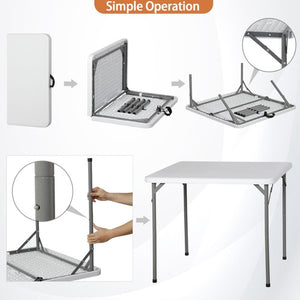 Segawe  34" Portable Plastic Dining Card Table  Fold-in-Half w/ Handle Outdoor Party