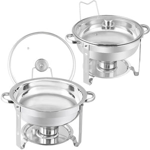 Segawe 2 PCS 5 Qt Stainless Steel Round Chafing Dishes Buffet Warmer Set with Lid