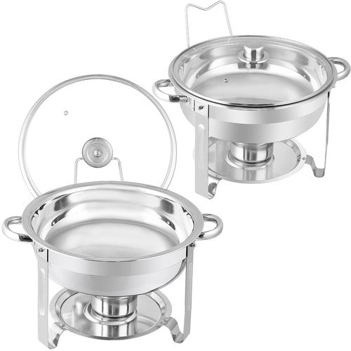 Segawe 2 PCS 5 Qt Stainless Steel Round Chafing Dishes Buffet Warmer Set with Lid