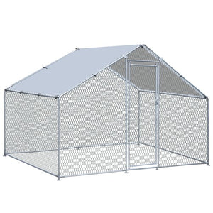 Segawe 10X 6.5ft Walk-in Metal Chicken Coop Poultry Cage Pet House w/ Chicken Run Cover