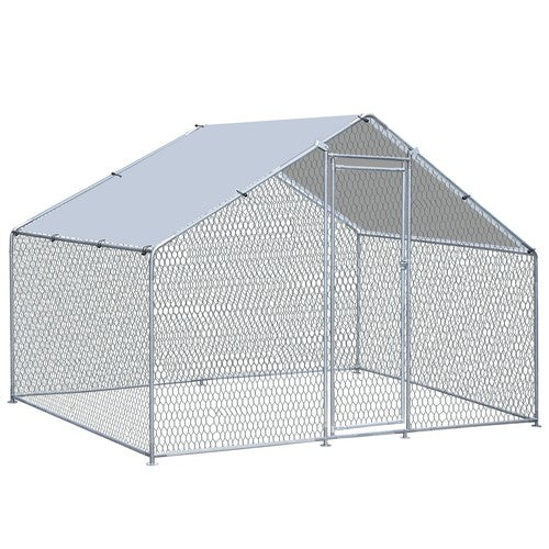 Segawe 10X 6.5ft Walk-in Metal Chicken Coop Poultry Cage Pet House w/ Chicken Run Cover