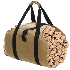 Segawe Firewood Log Carrier Bag Waxed Canvas Outdoor Log Tote Bags Camping with Strap