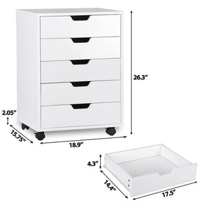 Segawe 5 Drawers Dresser Storage Tower Organizer Unit for Bedroom Closet Entryway White