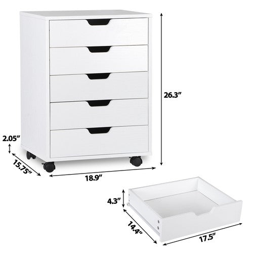 Segawe 5 Drawers Dresser Storage Tower Organizer Unit for Bedroom Closet Entryway White
