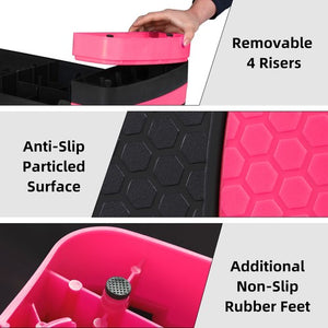 Segawe Height-Adjustable 4''-6''-8" Aerobics Platform Fitness Equipment Stepper Pink