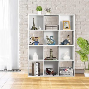 Segawe White 12 Cube Bookcase Storage Organizer Wooden Home Office Shelving Bookshelf