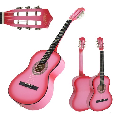 Segawe Pink Acoustic Guitar for Junior with Guitar Case, Strap, Tuner Practice Easily