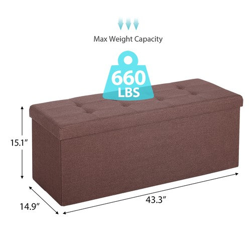Segawe 43" Large Storage Bench,Folding Footrest Stool Toy Chest for Living Room Brown