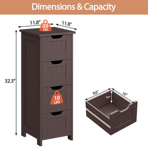 Segawe Narrow Floor Bathroom Storage Cabinet w/ Slide Out Drawers for Small Space Brown