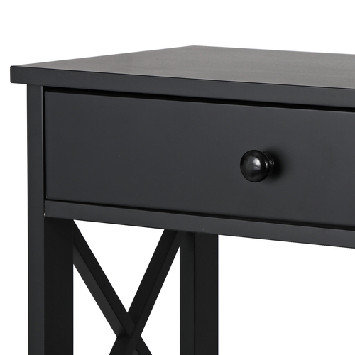 Segawe 3 Tiers Console Table w/Drawer Sofa Table Hallway Durable Storage Shelf Black