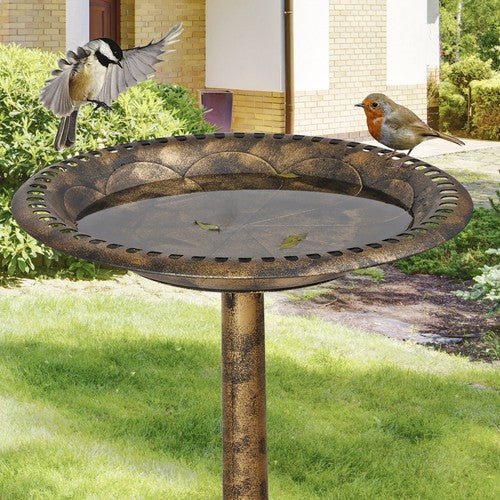 Segawe 28" Height Pedestal Bird Bath Outdoor Garden Decor Vintage Yard Birdbath Bronze