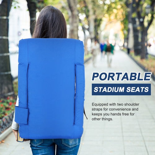 Segawe Wide Stadium Seat for Bleachers Reclining Stadium Chair Seat w/Back Cushion Blue