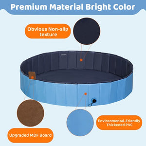 Segawe 63'' x 12'' Foldable Dog Pool Bathtub Collapsible Hard Plastic Pet Swimming Pool