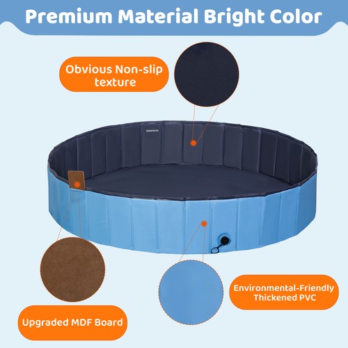 Segawe 63'' x 12'' Foldable Dog Pool Bathtub Collapsible Hard Plastic Pet Swimming Pool