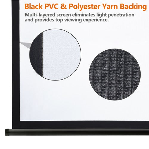 Segawe Black Projector Screen Pull Down 16:10 Foldable Wall Mount HD Projection Screen