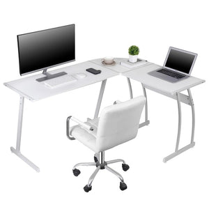 Segawe 58" Computer Gaming Laptop Table L Shaped Desk Workstation Office Desk White