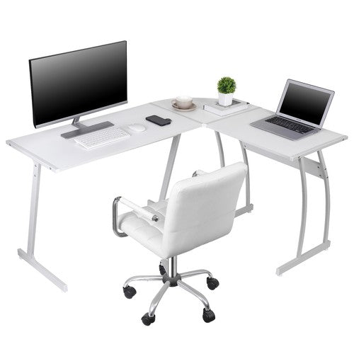 Segawe 58" Computer Gaming Laptop Table L Shaped Desk Workstation Office Desk White
