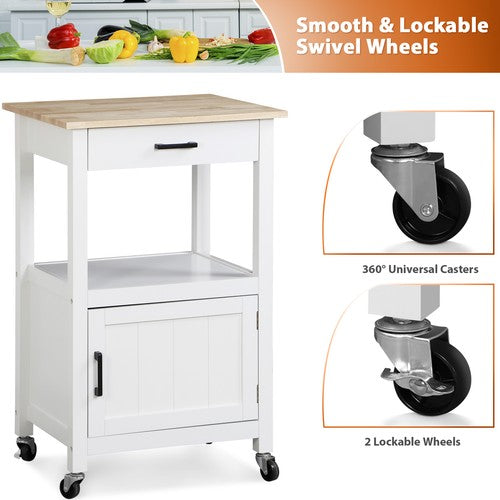 Segawe Rolling Kitchen Island Cart on Swivel Wheels Kitchen Storage Cabinet w/ 3 Hooks