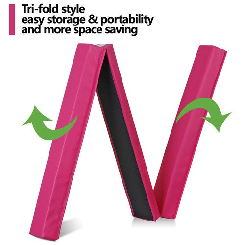 Segawe 9ft Pink Extra Firm Vinyl Balance Beam Folding Gymnastics Beam Tumbling Home