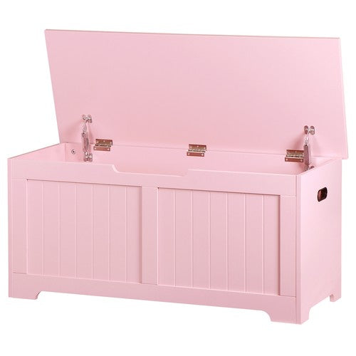 Segawe 39.4" Storage Chest Wooden Storage Bench Lift Top Toy Box w/2 Safety Hinges Pink