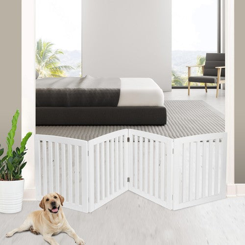 Segawe Wooden Dog Gate Pet Fence 24"H Baby Playpen 4 Panel Folding Free Standing Indoor