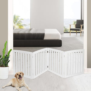 Segawe Wooden Dog Gate Pet Fence 24"H Baby Playpen 4 Panel Folding Free Standing Indoor