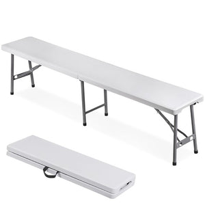 Segawe 6FT Plastic Folding Bench Portable Bench Indoor Outdoor for Picnic Camping White